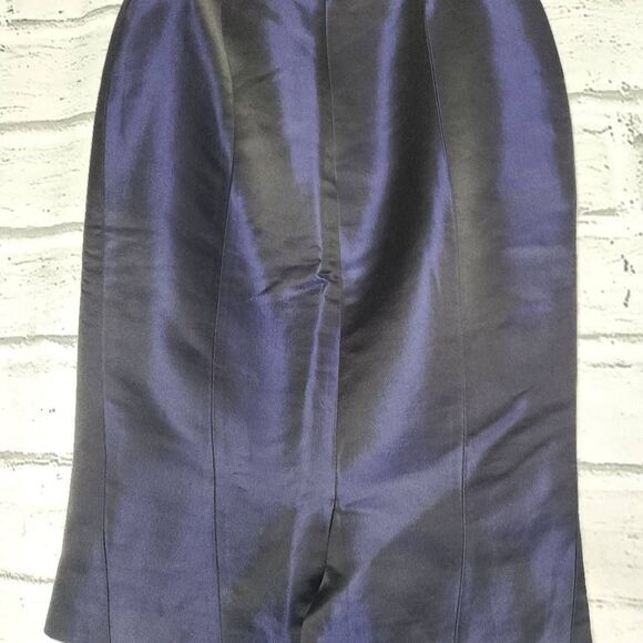 Nina Ricci Women's Black Purple Silk Wool Blend Back Zipper Pencil Skirt 38 XS 2 - Picture 7 of 12
